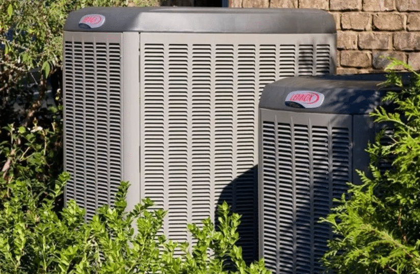 Air Conditioning units on side of brick building